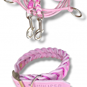 Set Fettleder Halsband & Leine kleine bis mittelgroße Hunde - personalisierbar